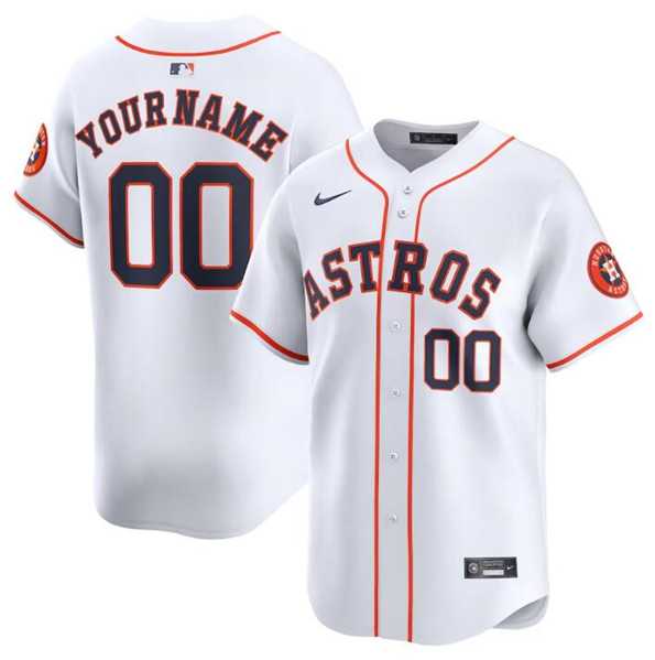 Mens Houston Astros Customized White 2024 Home Limited Stitched Baseball Jersey